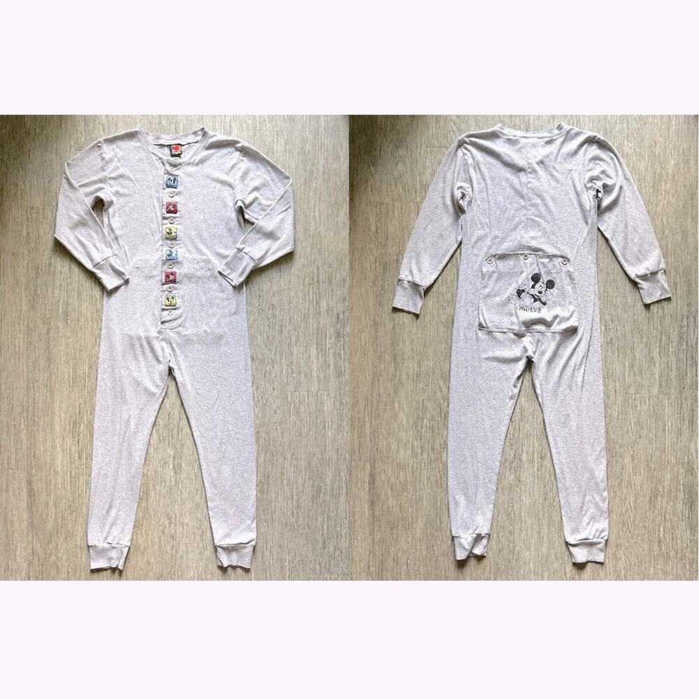 Vintage Disney Mickey Mouse Days of the Week Button Up Onesie Pajama Size Medium